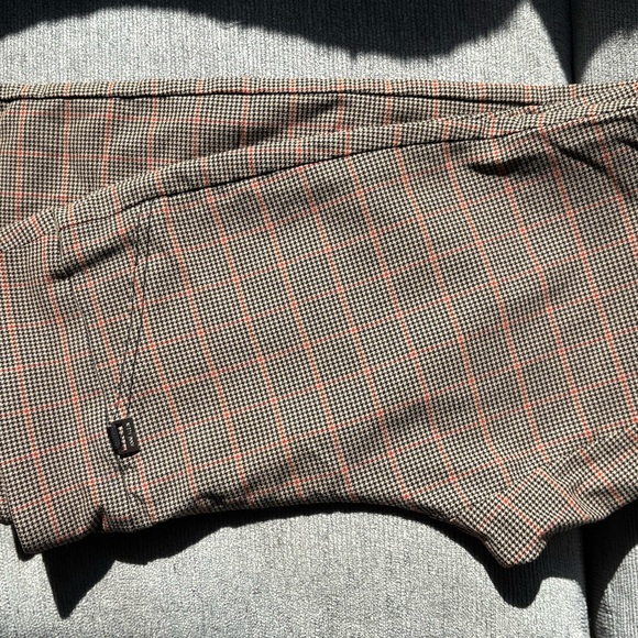 Women’s Fitted Plaid Pants with Red and Black Pattern - Picture 2 of 3